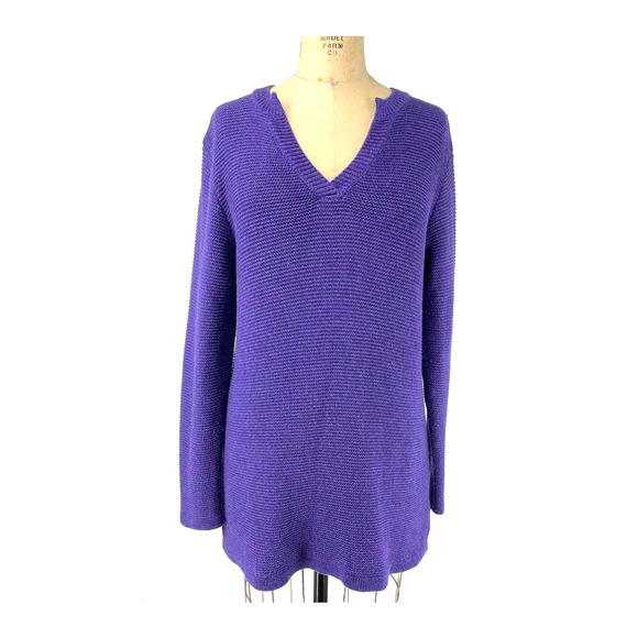 Norman Thompson Purple V Neck Long Sleeve Pullover Sweater Size Medium - Picture 10 of 10